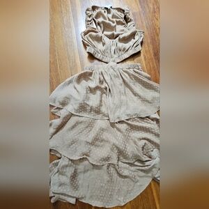 L'ACADEMIE GOLD SIZE M Midi Cutout Dress